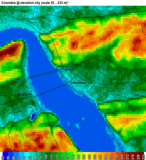 Columbia elevation map