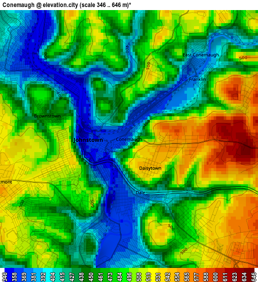 Conemaugh elevation map