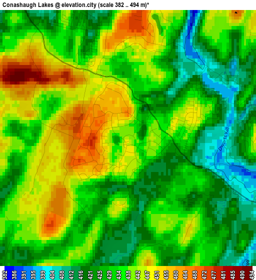 Conashaugh Lakes elevation map