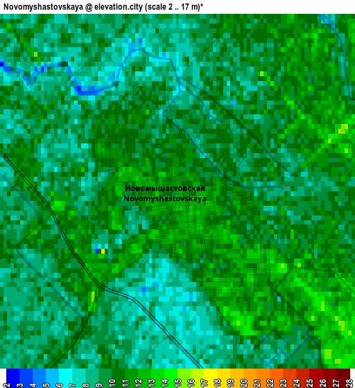 Novomyshastovskaya elevation map