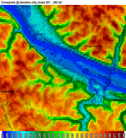 Coraopolis elevation map