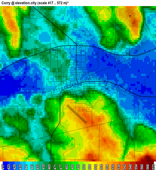 Corry elevation map