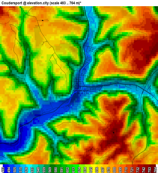 Coudersport elevation map