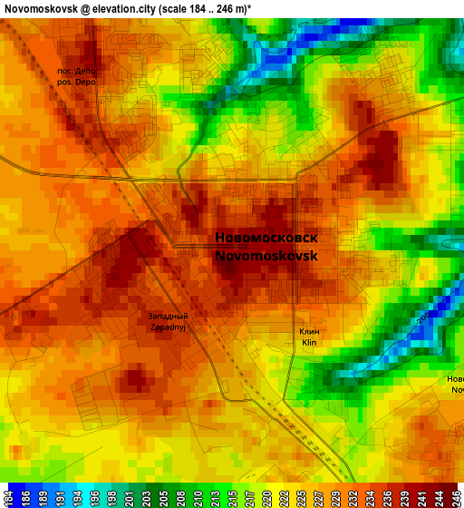 Novomoskovsk elevation map