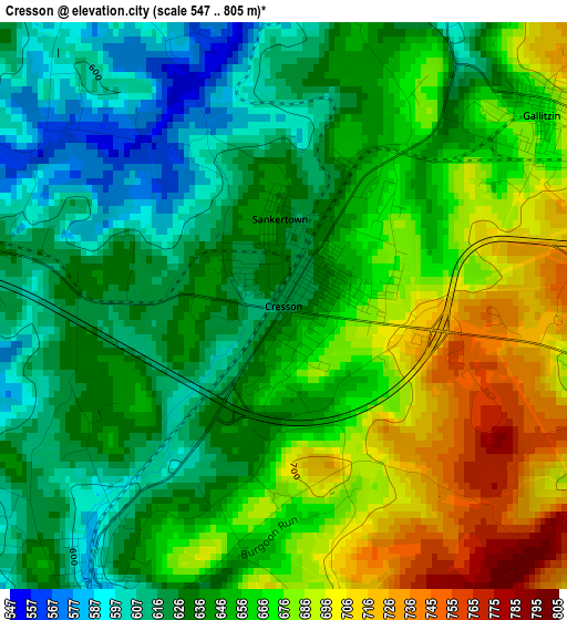 Cresson elevation map