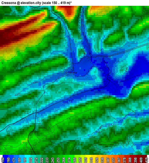 Cressona elevation map