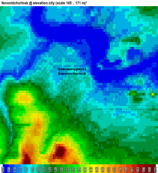 Novomichurinsk elevation map