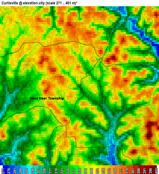 Curtisville elevation map