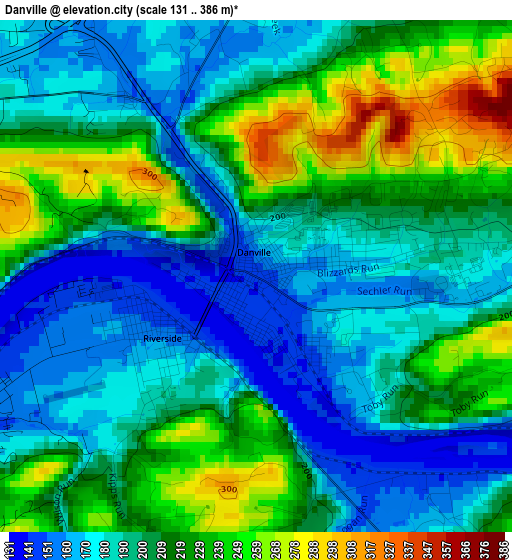 Danville elevation map