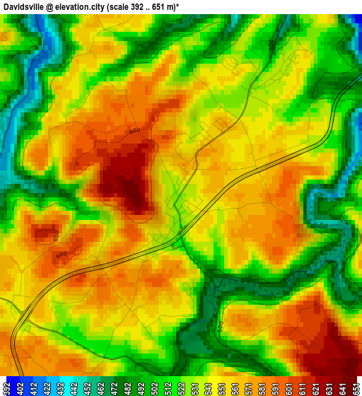 Davidsville elevation map