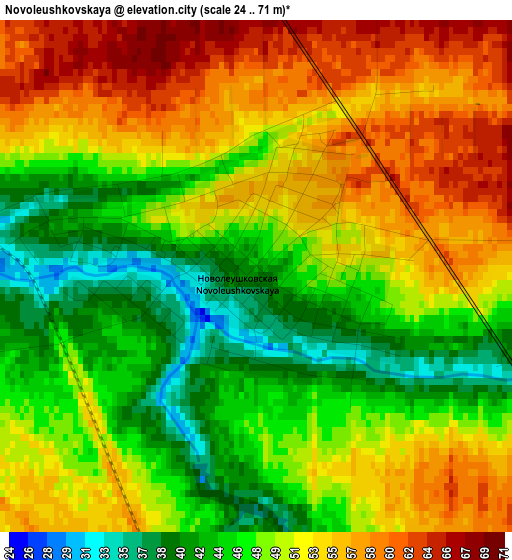 Novoleushkovskaya elevation map