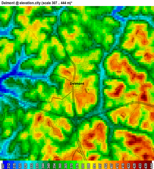 Delmont elevation map