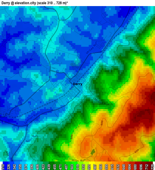 Derry elevation map