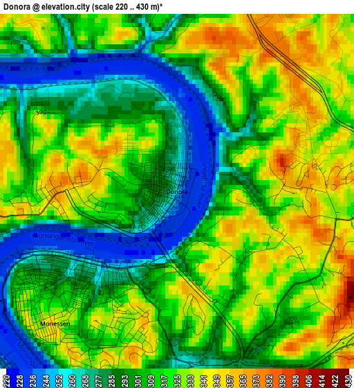 Donora elevation map