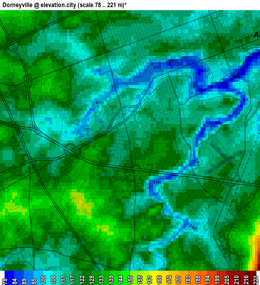 Dorneyville elevation map