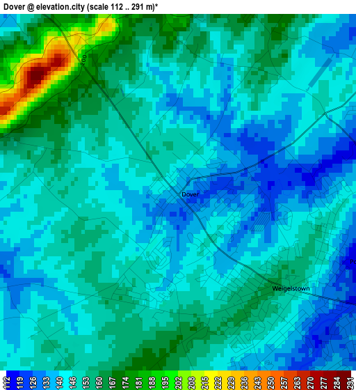 Dover elevation map