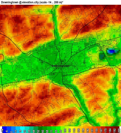 Downingtown elevation map