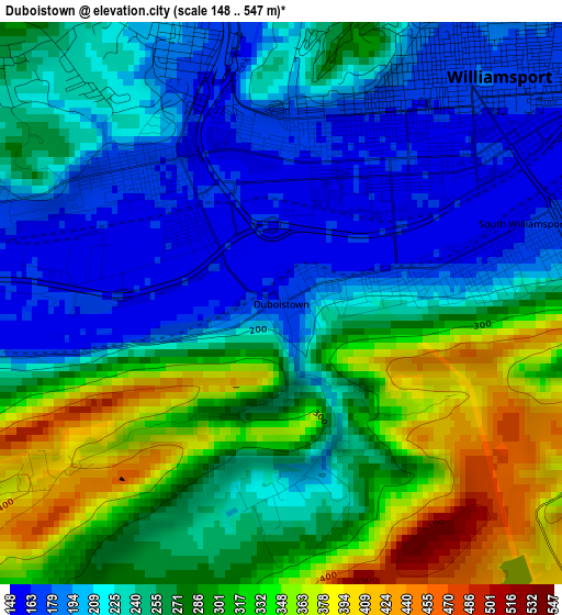 Duboistown elevation map