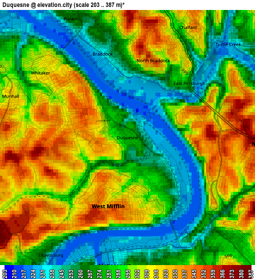 Duquesne elevation map