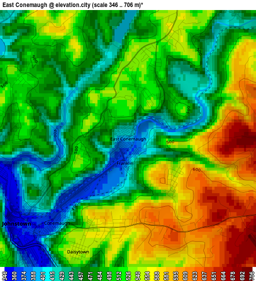 East Conemaugh elevation map