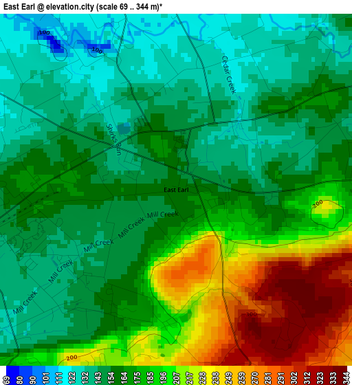 East Earl elevation map