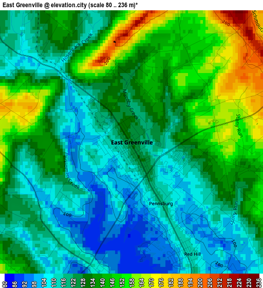 East Greenville elevation map