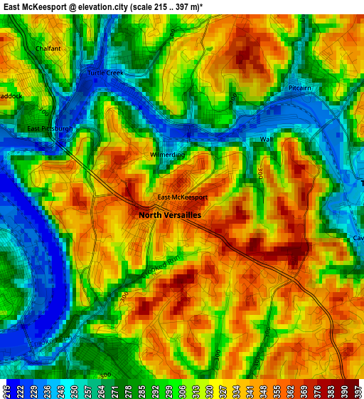 East McKeesport elevation map