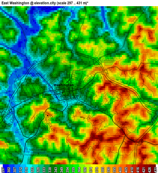 East Washington elevation map