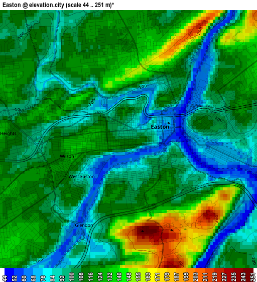 Easton elevation map