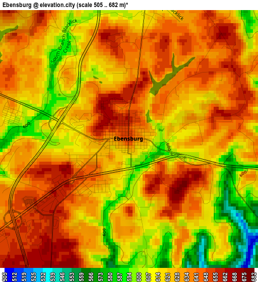 Ebensburg elevation map