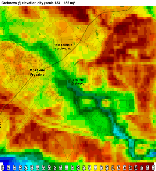 Grebnevo elevation map