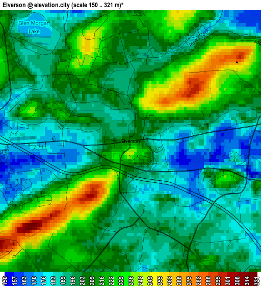 Elverson elevation map