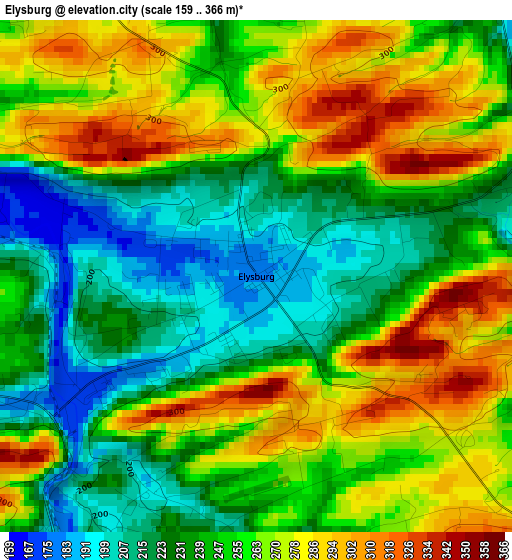 Elysburg elevation map