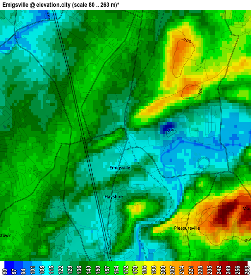 Emigsville elevation map