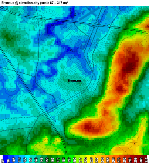 Emmaus elevation map