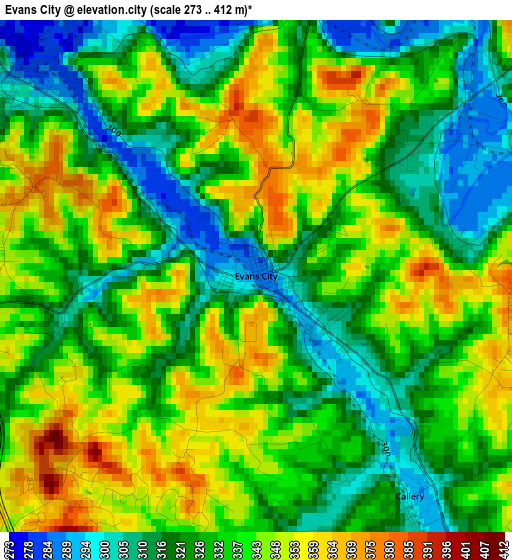 Evans City elevation map