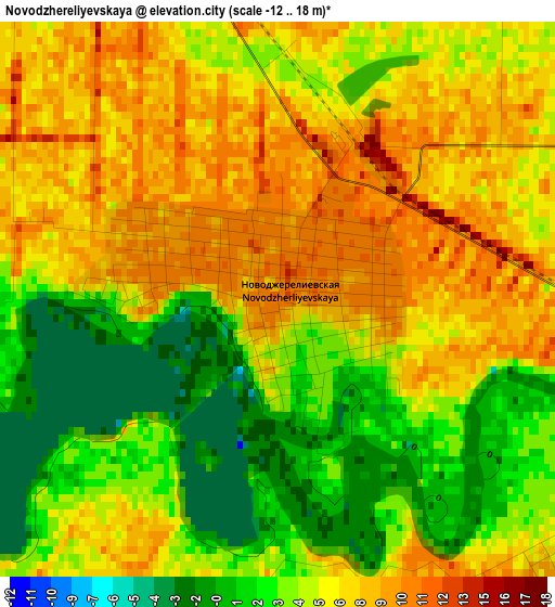 Novodzhereliyevskaya elevation map