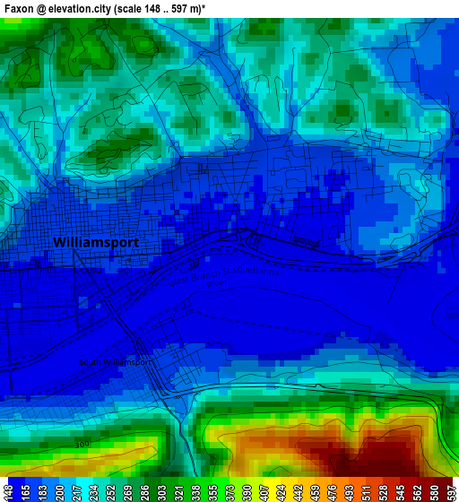 Faxon elevation map