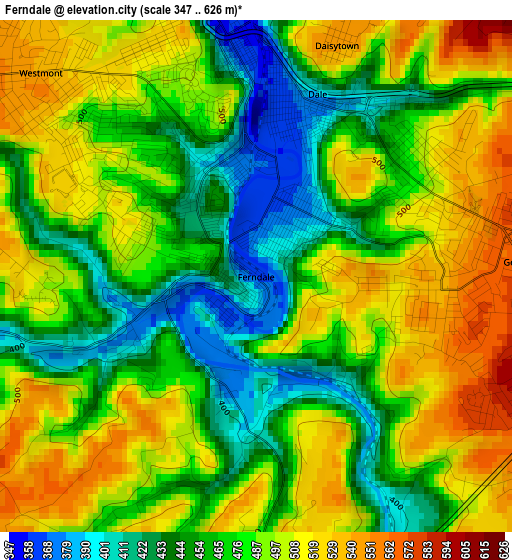 Ferndale elevation map