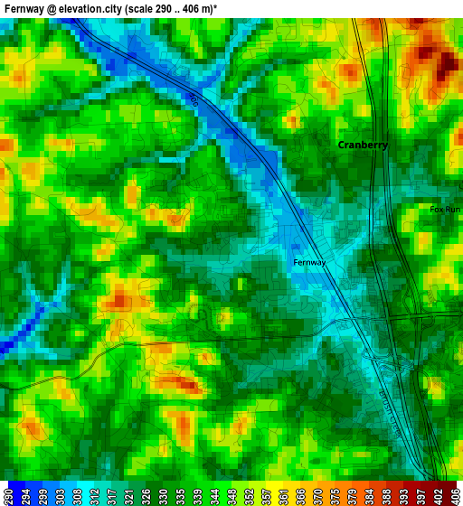 Fernway elevation map