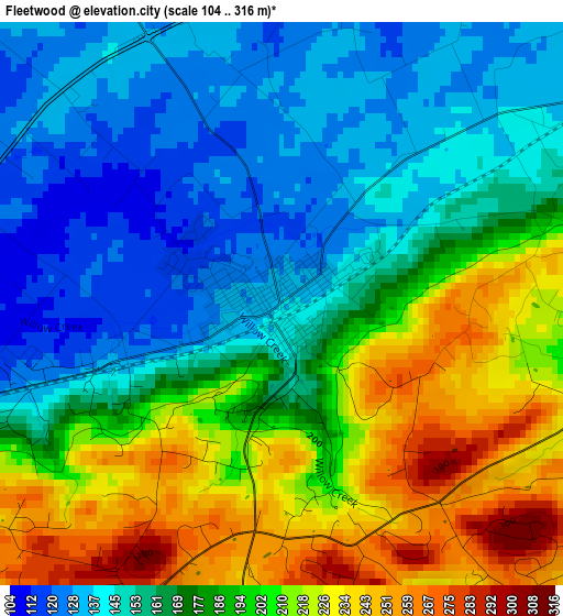 Fleetwood elevation map