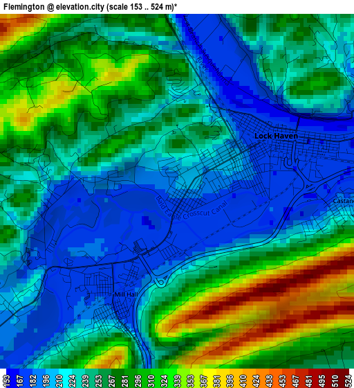 Flemington elevation map