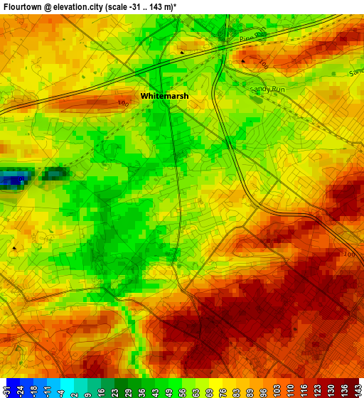 Flourtown elevation map