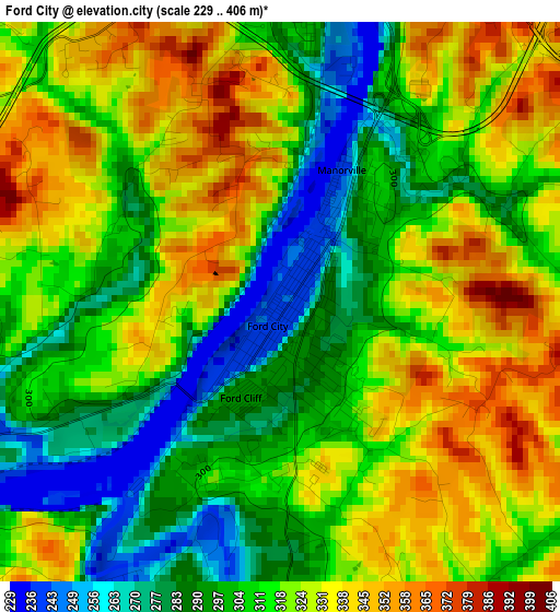 Ford City elevation map