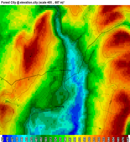 Forest City elevation map