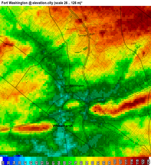 Fort Washington elevation map