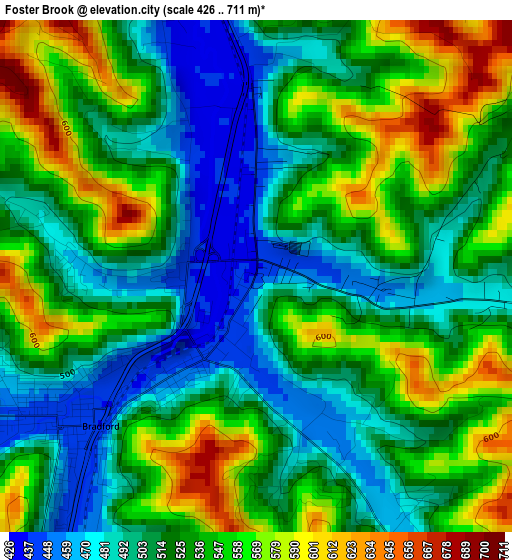 Foster Brook elevation map