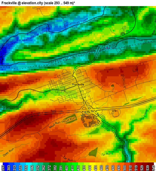 Frackville elevation map