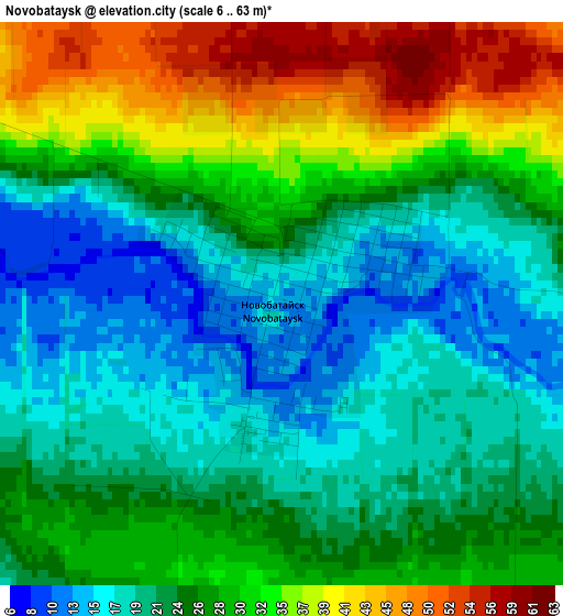 Novobataysk elevation map