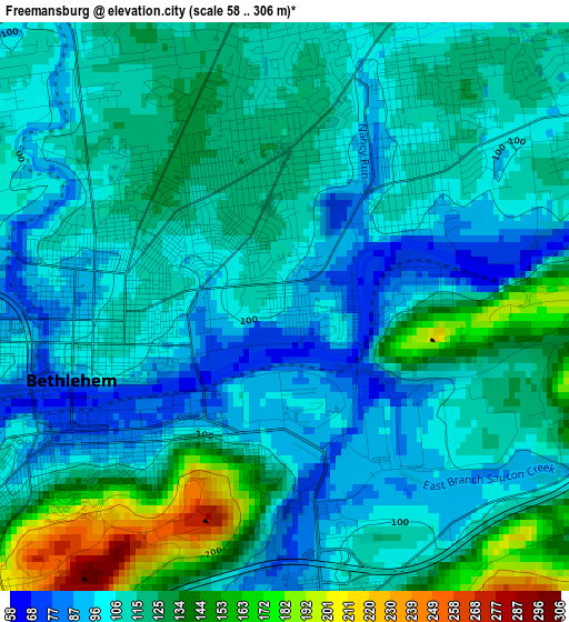 Freemansburg elevation map